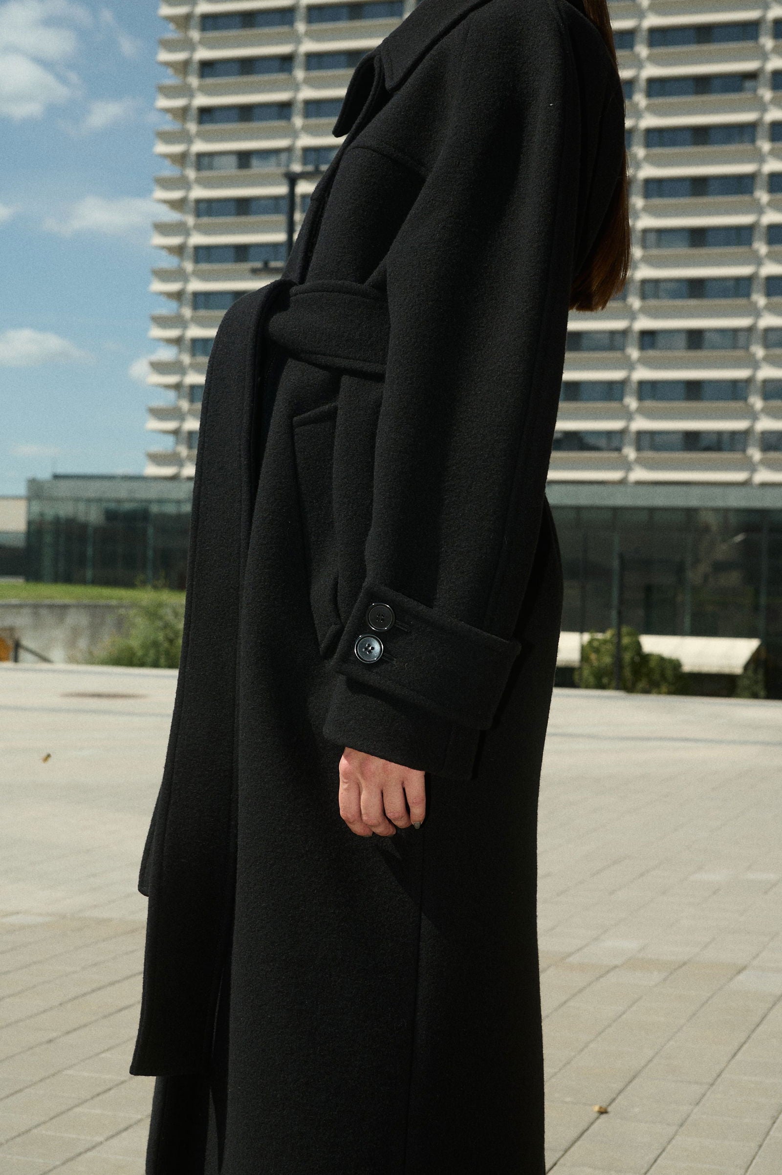 HENRI LONG WOOL COAT WITH RAGLAN SLEEVES - D.EFECT